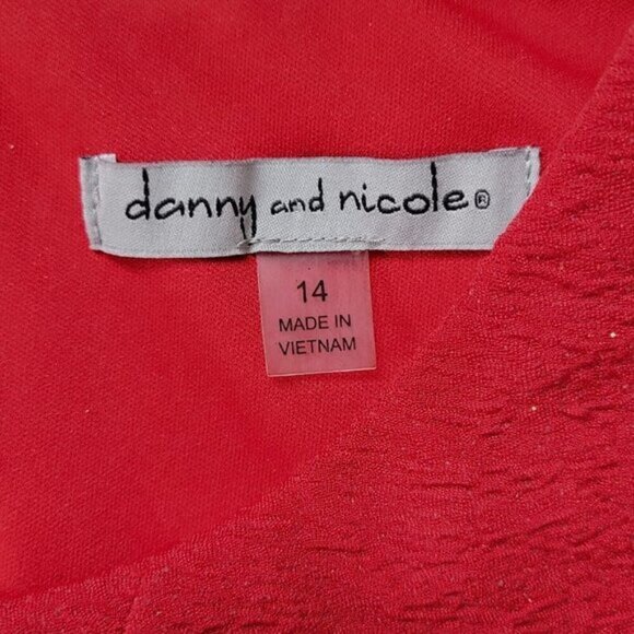 Danny Nicole Fit N Flare Dress Size 14 Sleeveless Back Zip Red Glitter Sparkle - Picture 5 of 10